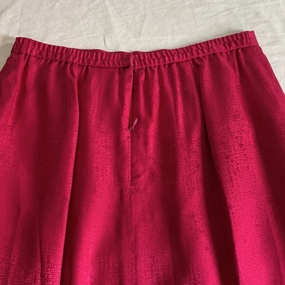 Vibrant Pink 100% Silk MIDI Skirt, 12 - Picture 3 of 7